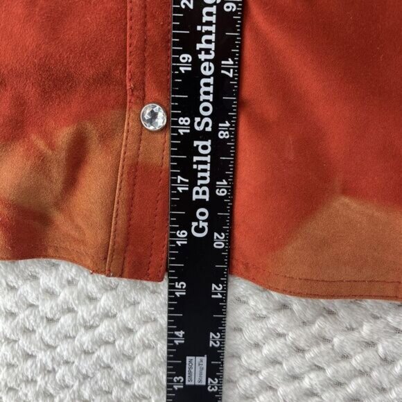 Double D Ranch Suede Western Shirt Rhinestone Embellished Rust Size M‎ - Picture 8 of 12